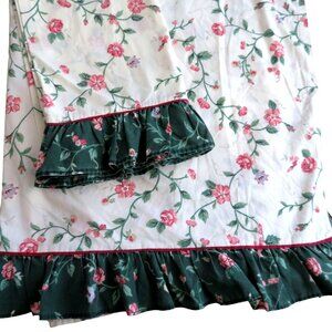 Vintage Cannon Full Sheet Set 1 Flat 2 Pillowcases Floral Ruffle Cottage Romanic